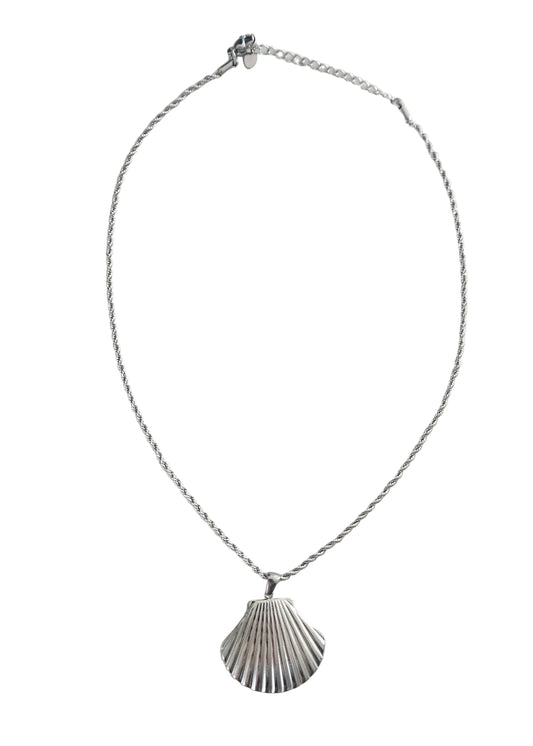 Zilveren ketting stainless steel grote schelp