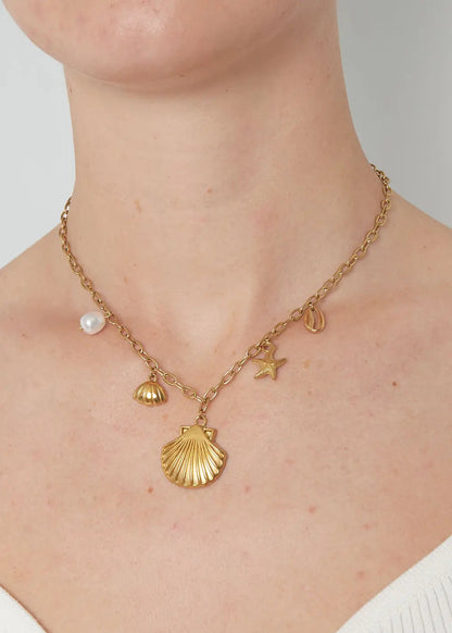 Zomerketting-ketting-stainless-steel-goud-schelpjes