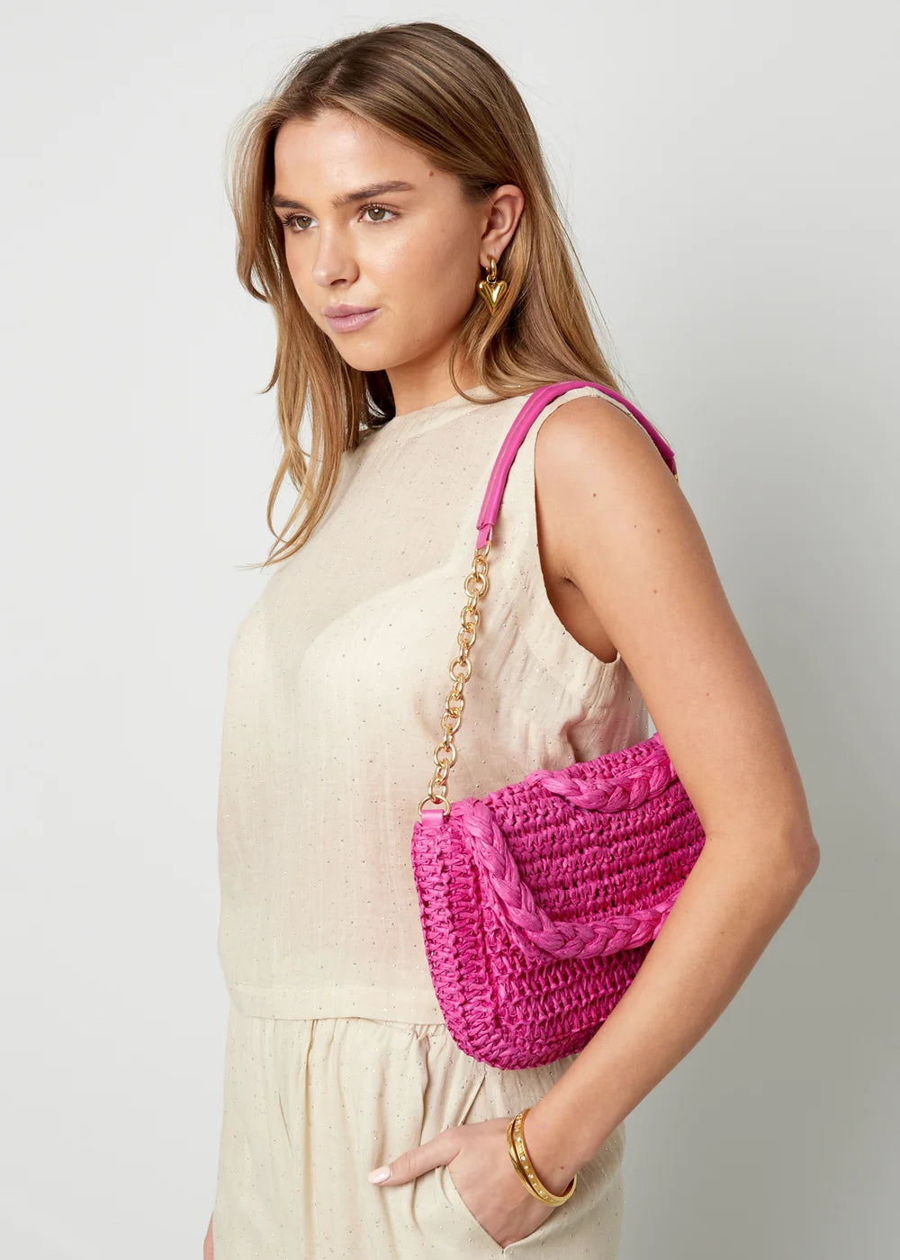 Zomerse handtas roze van papier