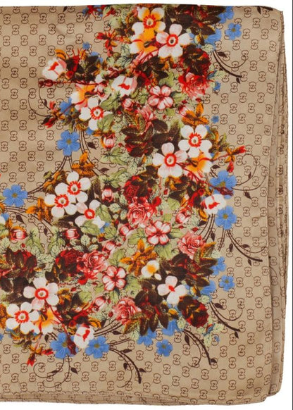 Zomersjaaltje bruin patroon bloemen zomersjaaltje