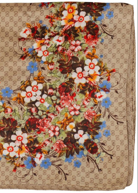 Zomersjaaltje bruin patroon bloemen zomersjaaltje