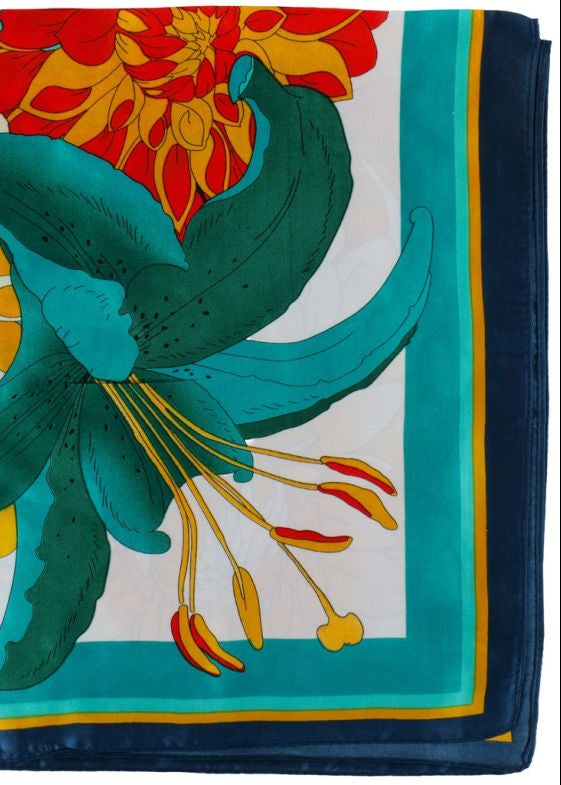 Zomersjaaltje donkerblauw groen tropsich
