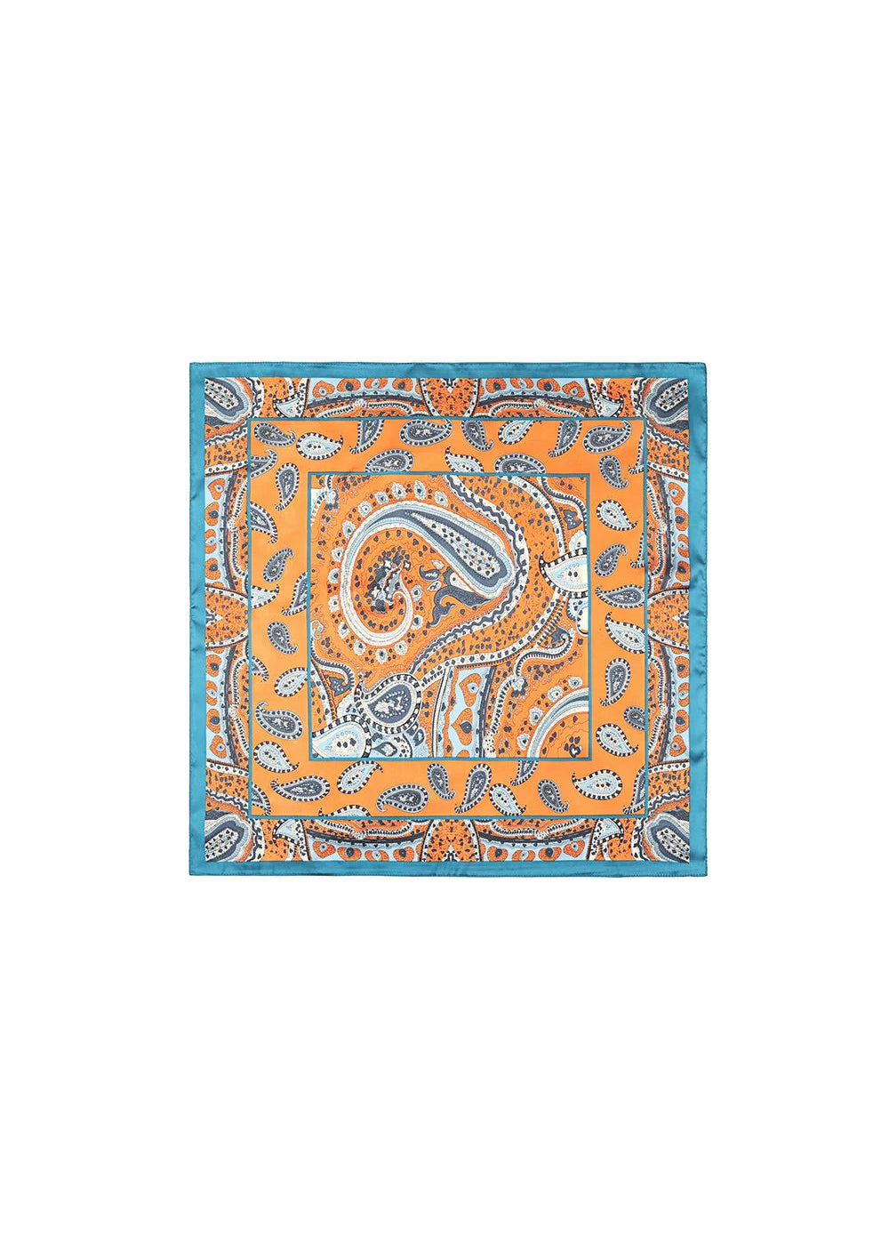 Zomersjaaltje glanzend blauw oranje paisley