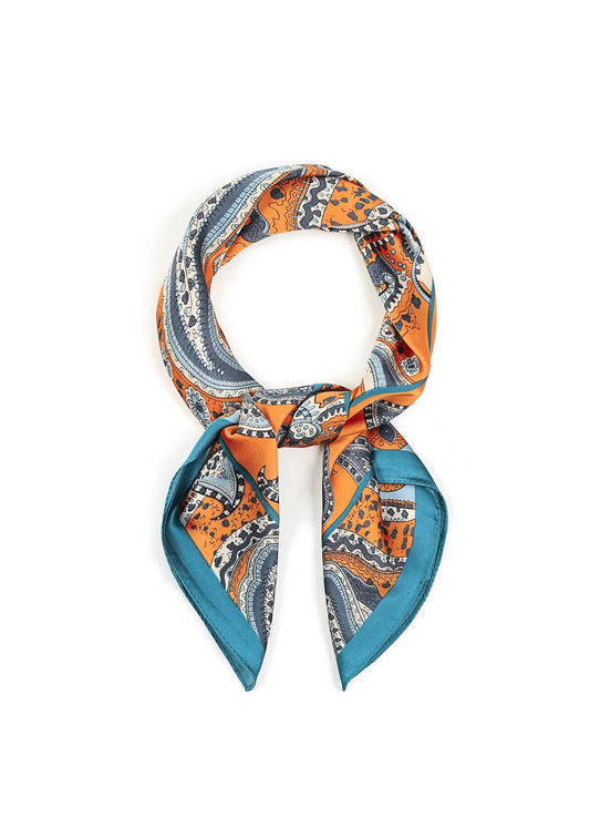 Zomersjaaltje glanzend blauw oranje