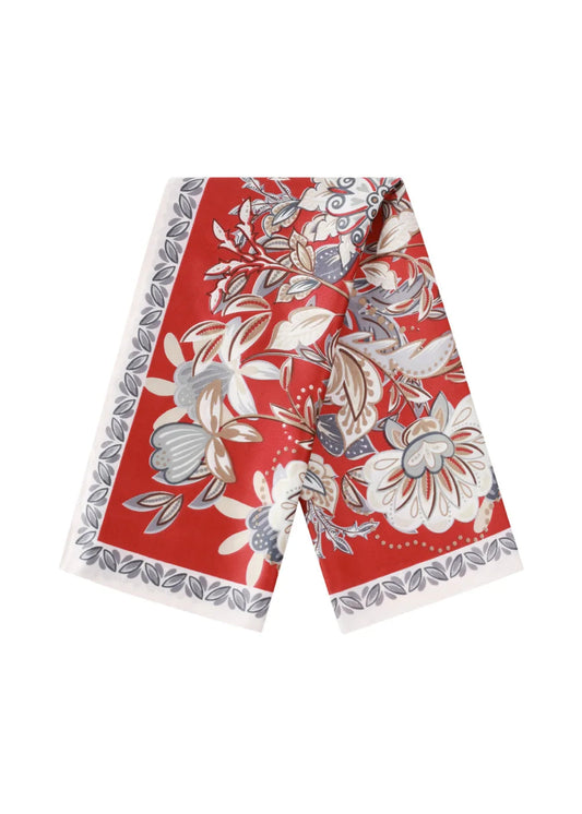 Zomersjaaltje rood glanzend bloemen