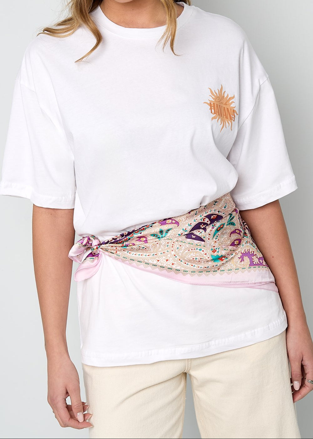Zomersjaaltje roze heupen bandana glanzend