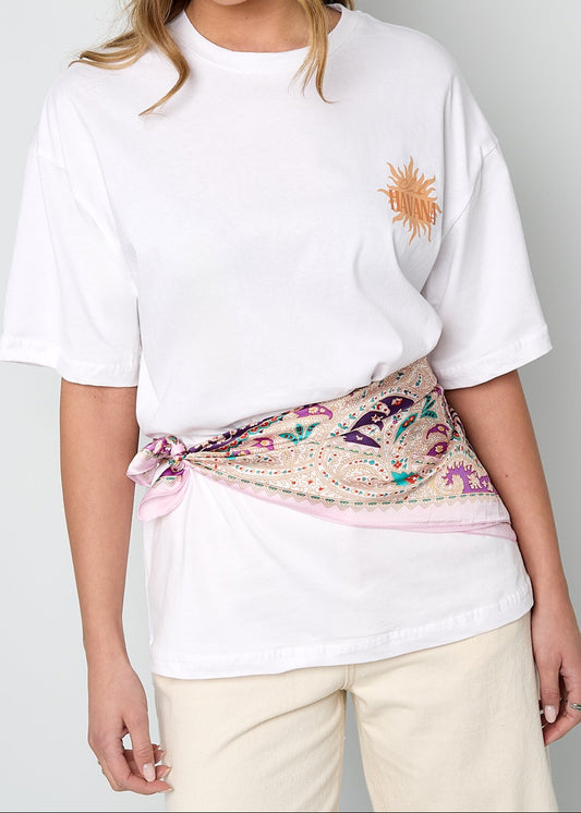 Zomersjaaltje roze heupen bandana glanzend