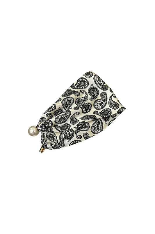 Sjaaltje Bianca - zomersjaaltje wit zwart paisley patroon - parelmagneet