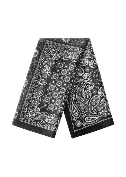 Zwarte witte vierkante sjaal paisley patroon
